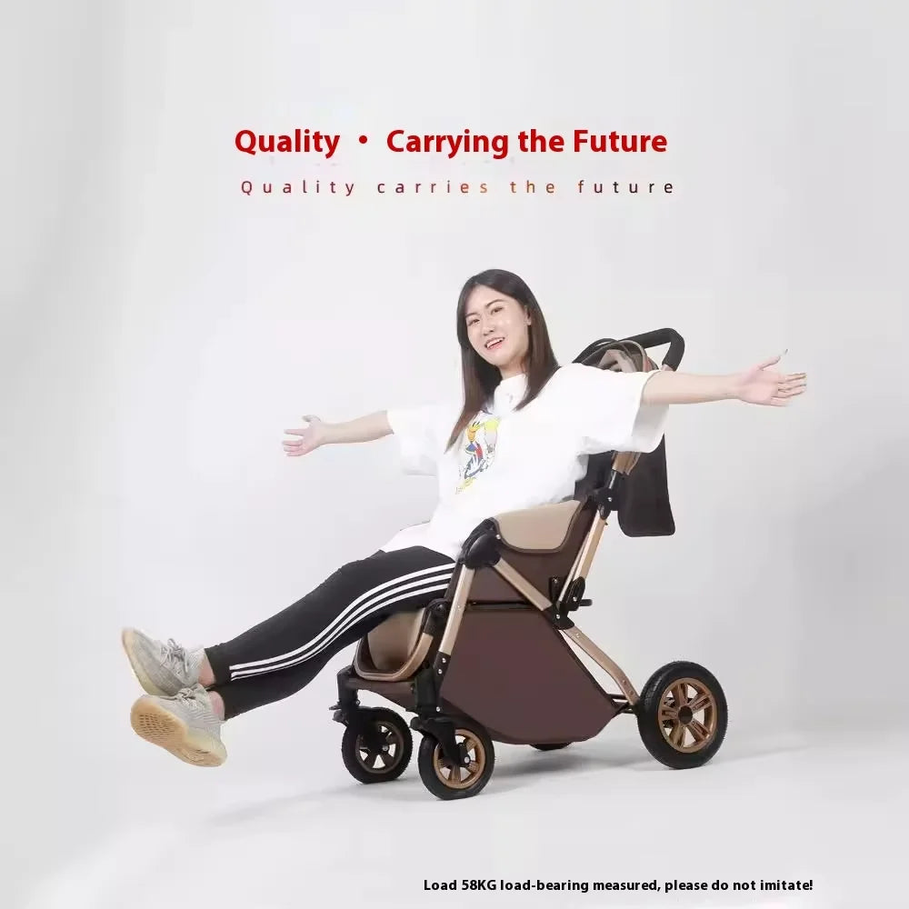 JMT-335818 Foldable Stainless Steel Two-Way Stroller with Armrest for Easy Travel