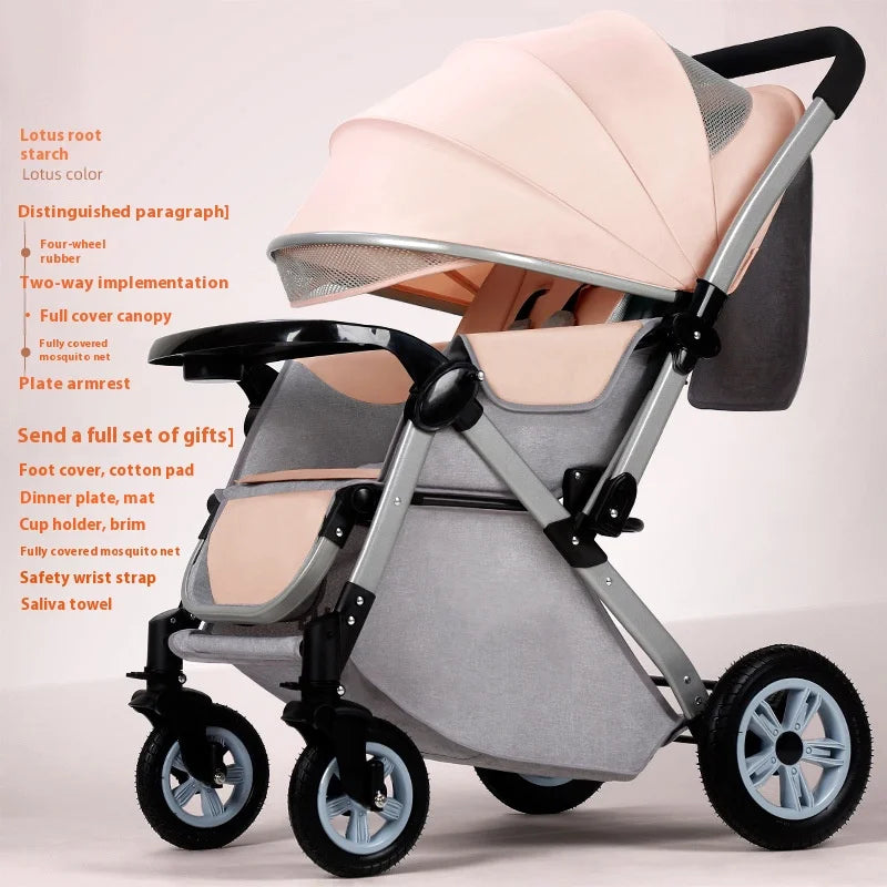 JMT-335818 Foldable Stainless Steel Two-Way Stroller with Armrest for Easy Travel