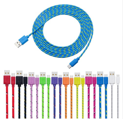 JMT-336010 Nylon Braided Micro USB Cable for Data Sync and Charging - 1m, 2m, 3m Lengths for Android Devices