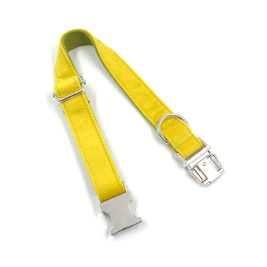 JMT-336330 Yellow and Green Velvet Dog Collar - Stylish and Simple Design in Polyester