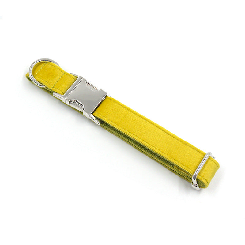 JMT-336330 Yellow and Green Velvet Dog Collar - Stylish and Simple Design in Polyester
