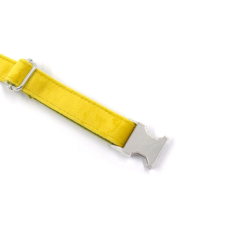 JMT-336330 Yellow and Green Velvet Dog Collar - Stylish and Simple Design in Polyester