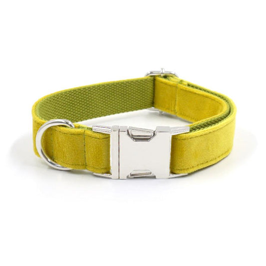 JMT-336330 Yellow and Green Velvet Dog Collar - Stylish and Simple Design in Polyester