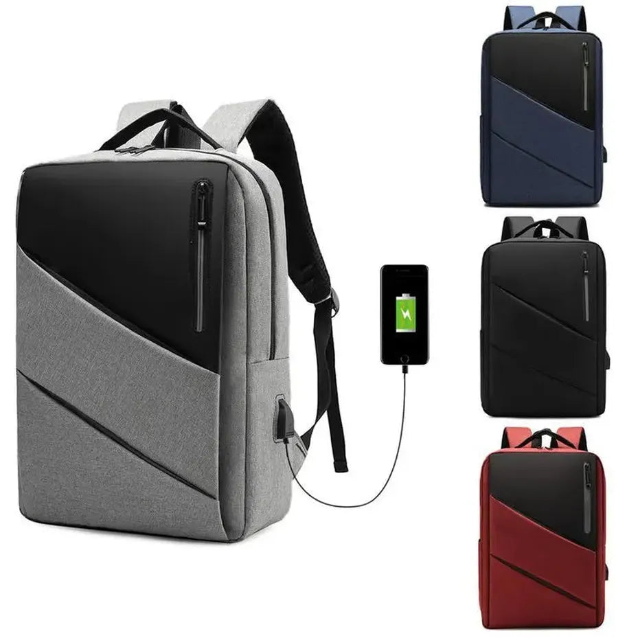 JMT-336650 Waterproof Oxford Canvas Laptop Backpack with USB Charging and Nylon Lining, Ideal for School and Travel