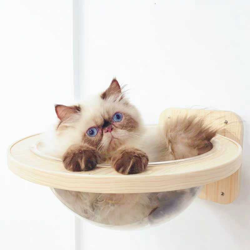 JMT-336842 Wall-Mounted Solid Wood Cat Jumping Platform for Active Pets