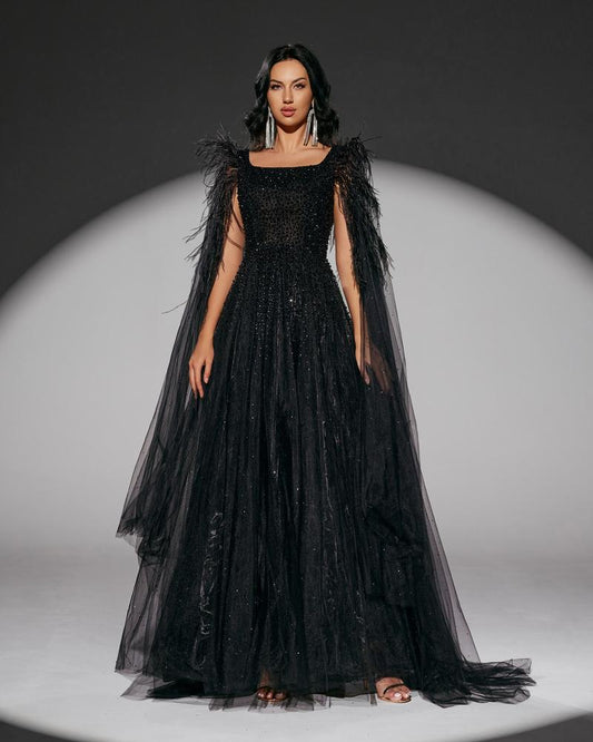 JMT-337226 Elegant Black Evening Dress - Model SH0013 for Women’s Special Occasions