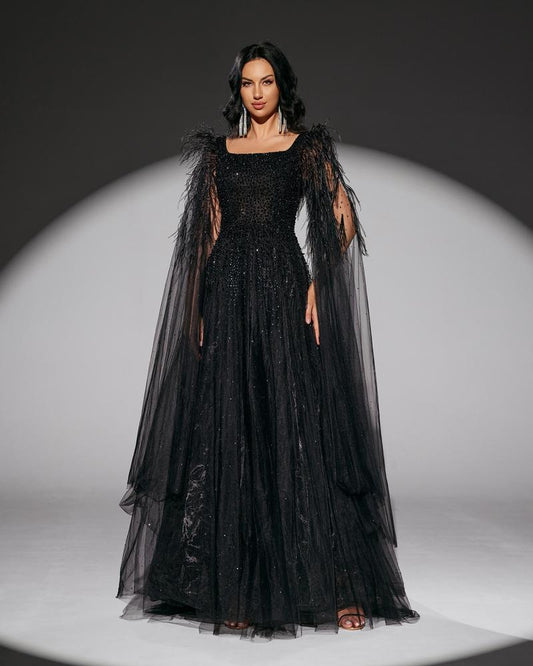 JMT-337226 Elegant Black Evening Dress - Model SH0013 for Women’s Special Occasions