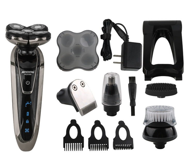 JMT-337226 Rechargeable 5D Rotary Shaver with Multi-Functional Heads and Full Body Wash Design