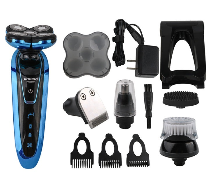 JMT-337226 Rechargeable 5D Rotary Shaver with Multi-Functional Heads and Full Body Wash Design