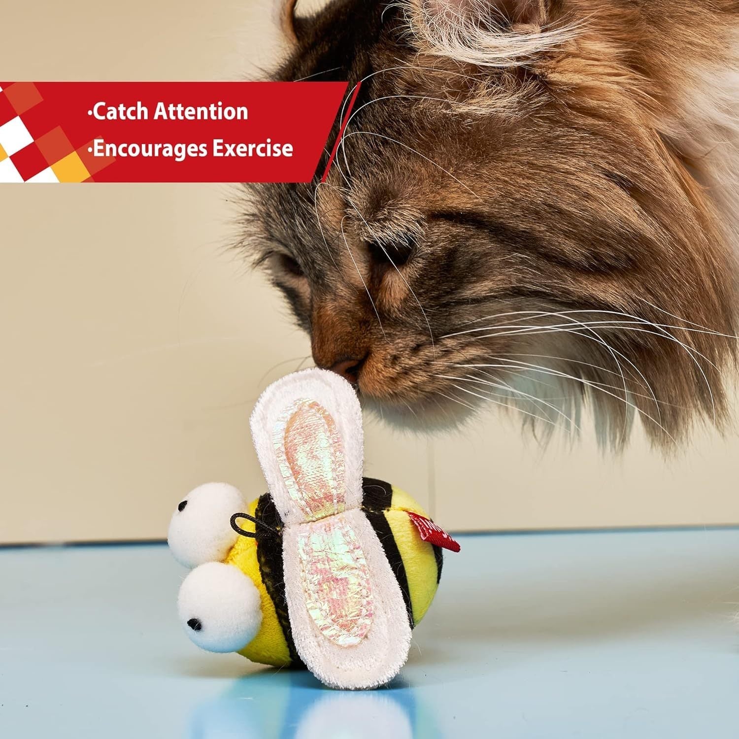 JMT-337802 Interactive Chirping Bee Cat Toy – Motion-Activated Squeaking Companion for Engaging Playtime