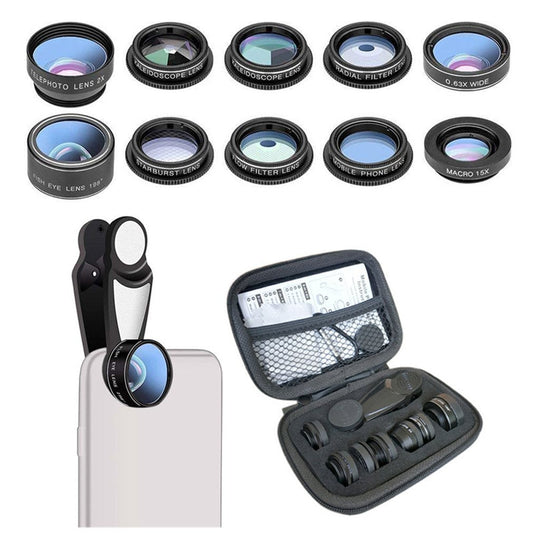 JMT-337994 10-in-1 Fisheye Lens Set for Mobile Phones with HD Glass and Metal Construction