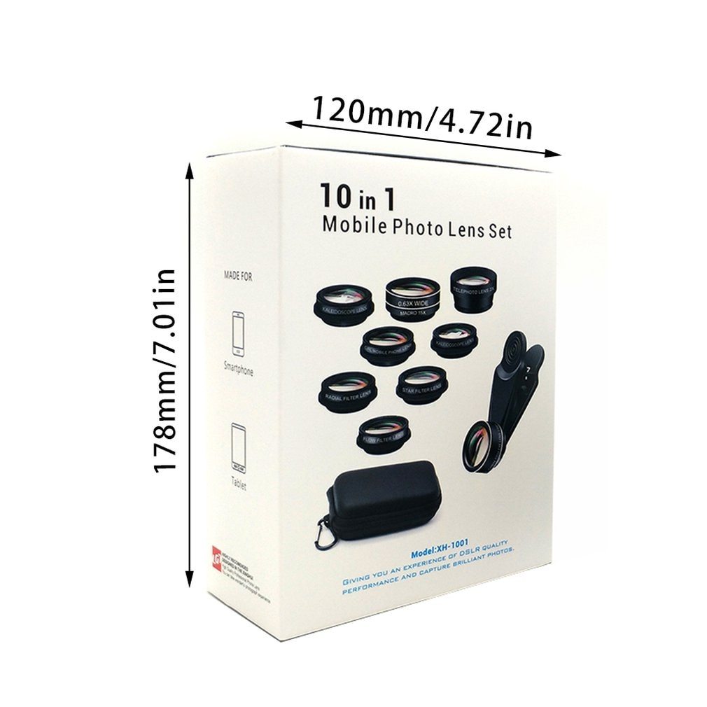 JMT-337994 10-in-1 Fisheye Lens Set for Mobile Phones with HD Glass and Metal Construction