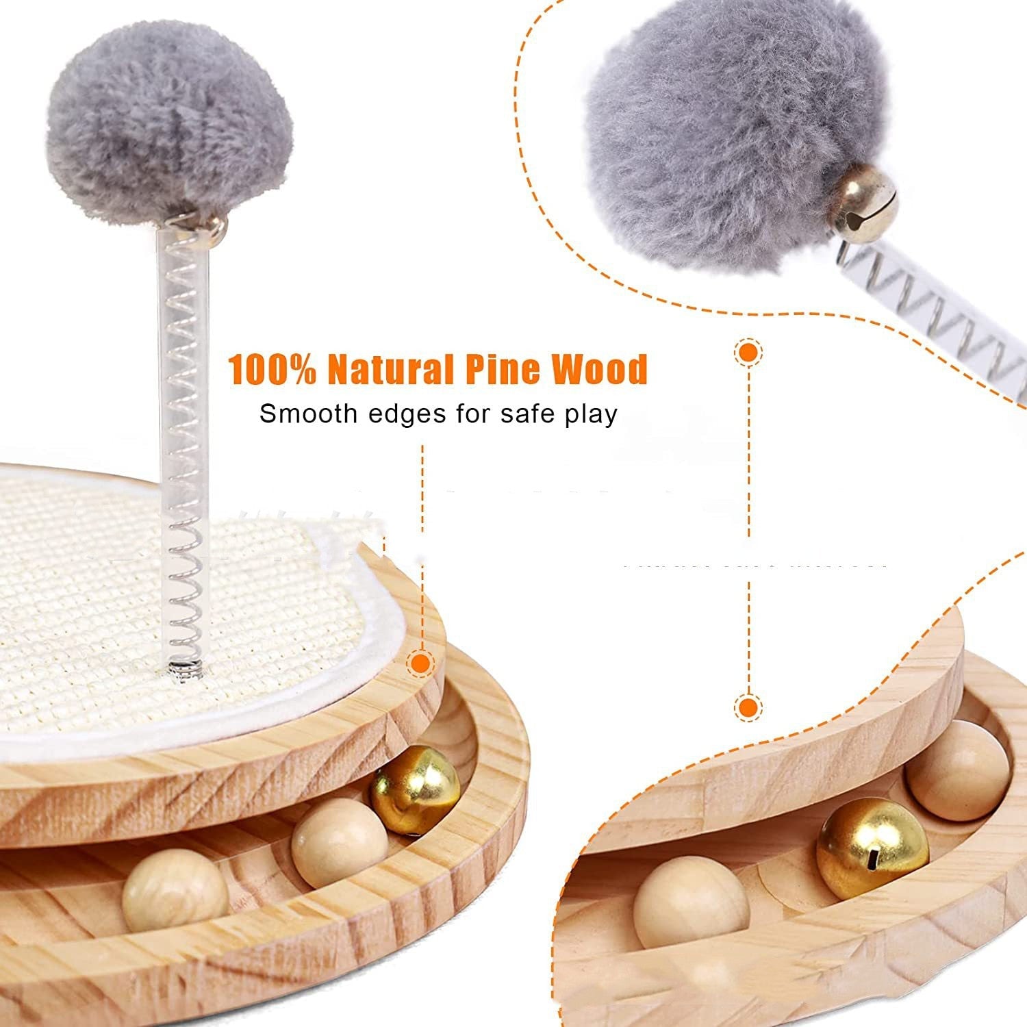 JMT-337994 Two-in-One Cat Scratching Pad and Toy Turntable with Sisal Material - 40 x 34 x 4.7 CM