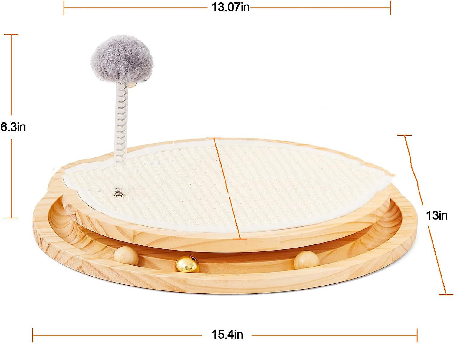 JMT-337994 Two-in-One Cat Scratching Pad and Toy Turntable with Sisal Material - 40 x 34 x 4.7 CM