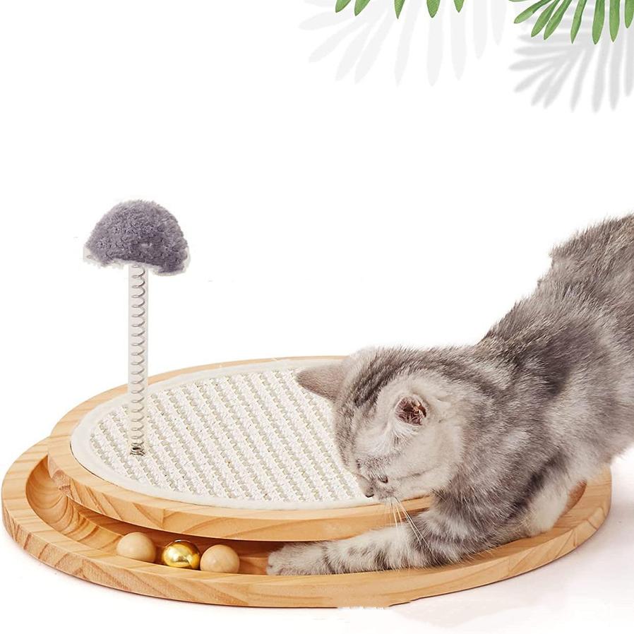 JMT-337994 Two-in-One Cat Scratching Pad and Toy Turntable with Sisal Material - 40 x 34 x 4.7 CM