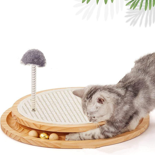 JMT-337994 Two-in-One Cat Scratching Pad and Toy Turntable with Sisal Material - 40 x 34 x 4.7 CM