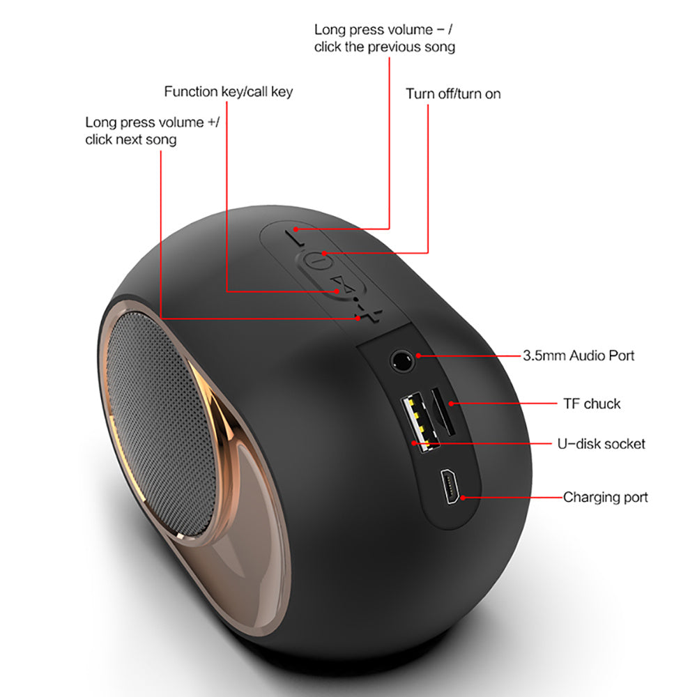 JMT-337994 Wireless X6 Bluetooth Speaker with 1200mAh Battery and 5W Output Power