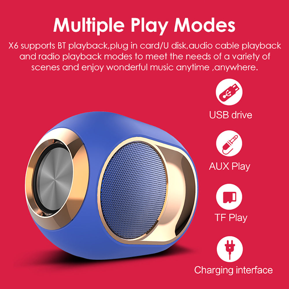 JMT-337994 Wireless X6 Bluetooth Speaker with 1200mAh Battery and 5W Output Power