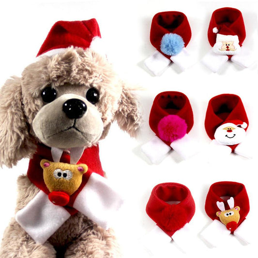 JMT-338762 Cozy Winter Santa Scarf Bow Tie Hat for Dogs and Cats
