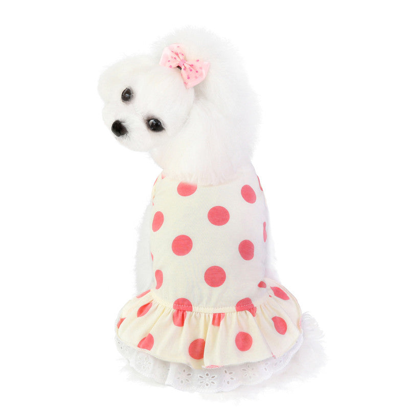 JMT-338890 Cute Lace Polka Dot Dog Clothes – Cotton Pet Apparel for All Sizes