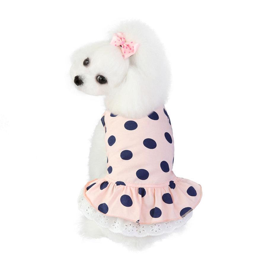 JMT-338890 Cute Lace Polka Dot Dog Clothes – Cotton Pet Apparel for All Sizes