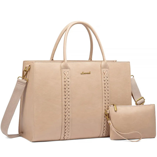 JMT-338954 Large Waterproof PU Leather Laptop Tote Bag for Business Professionals