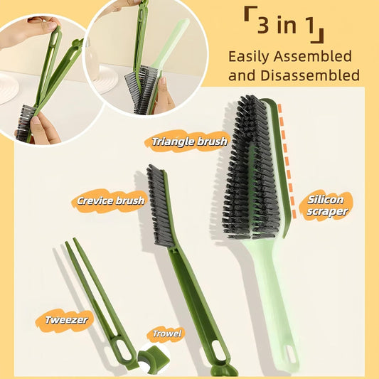 JMT-339210 3-in-1 Multifunctional Pet Cleaning Brush with Hard Bristle, Tweezer, and Scraper for Home Use