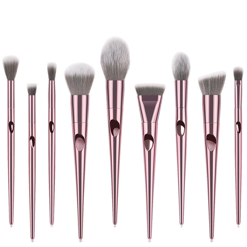 JMT-339402 10-Piece Long Rod Nylon Makeup Brush Set with PU Handle