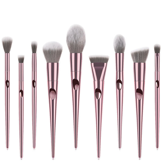 JMT-339402 10-Piece Long Rod Nylon Makeup Brush Set with PU Handle