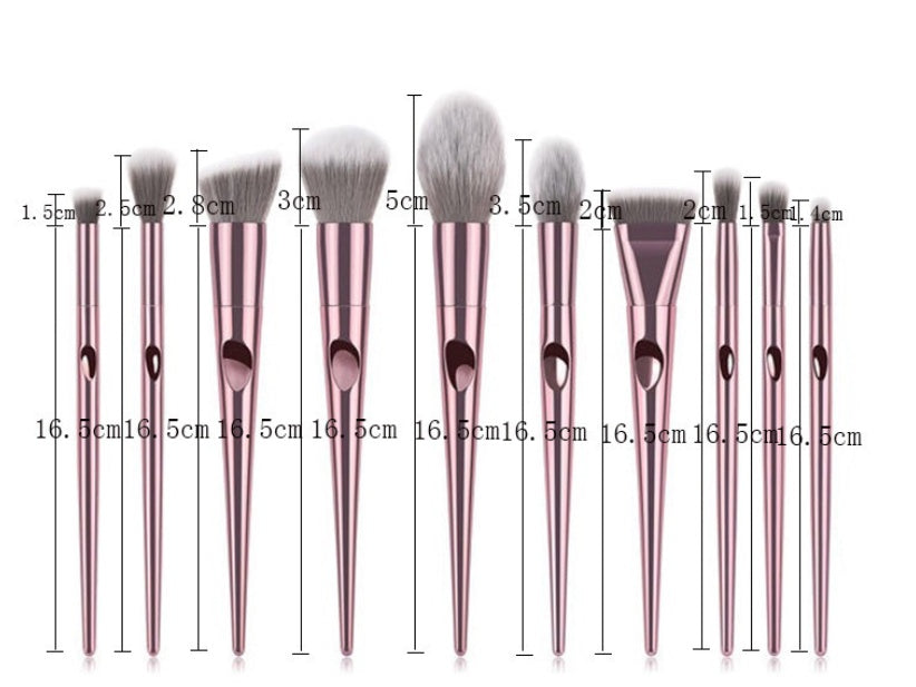 JMT-339402 10-Piece Long Rod Nylon Makeup Brush Set with PU Handle