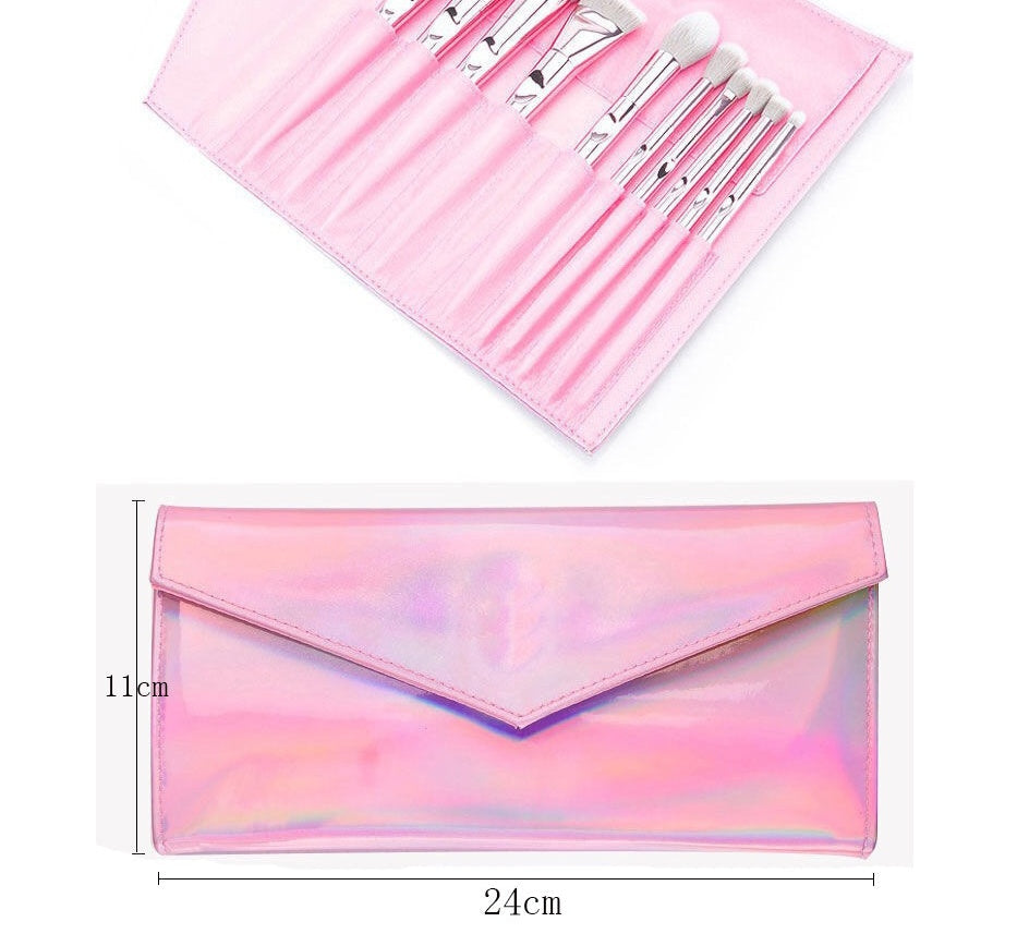 JMT-339402 10-Piece Long Rod Nylon Makeup Brush Set with PU Handle