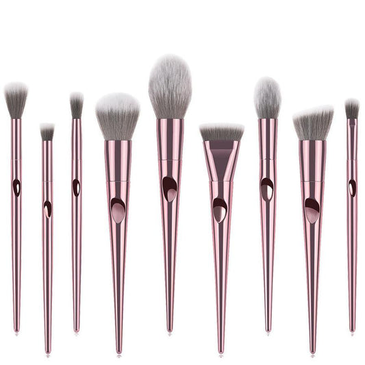 JMT-339402 10-Piece Long Rod Nylon Makeup Brush Set with PU Handle