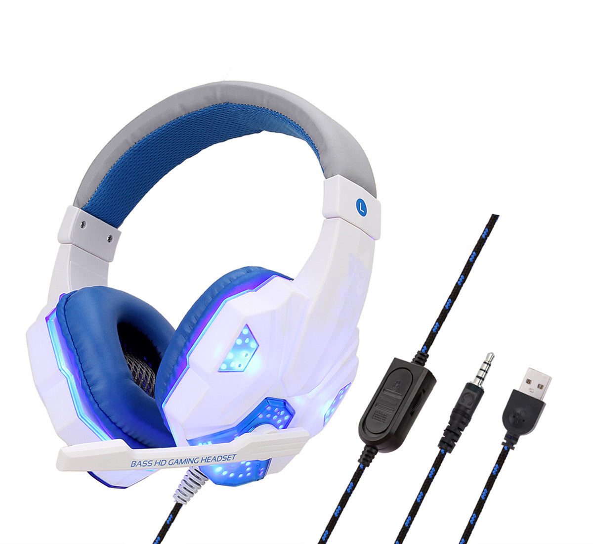 JMT-339466 Illuminated Wired Gaming Headset with Adjustable Microphone and Volume Control for PC, PS4, Switch, and Laptop