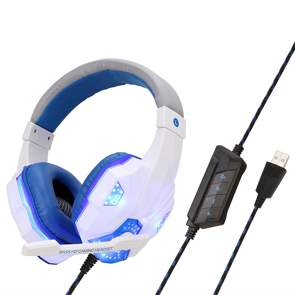 JMT-339466 Illuminated Wired Gaming Headset with Adjustable Microphone and Volume Control for PC, PS4, Switch, and Laptop