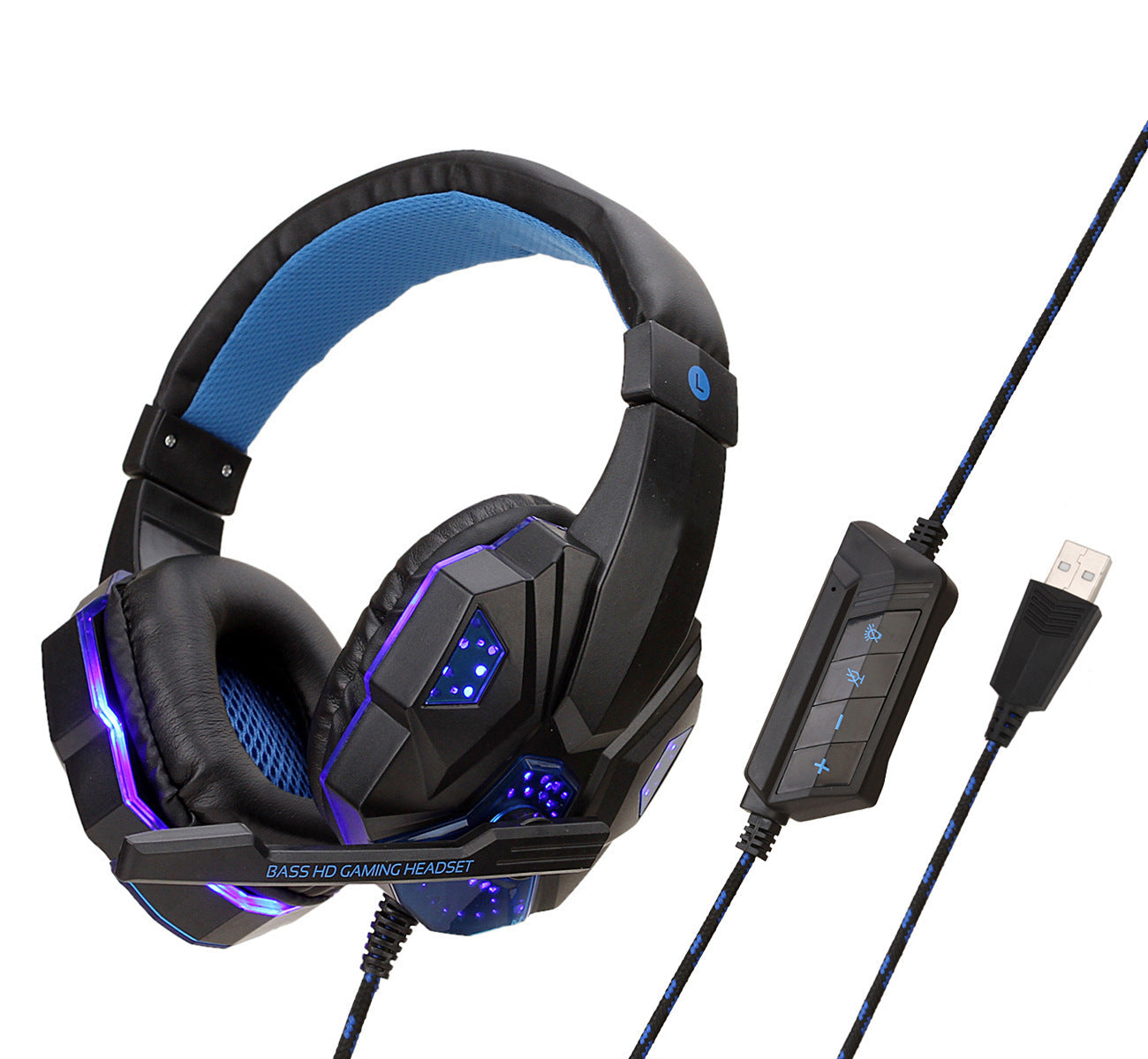 JMT-339466 Illuminated Wired Gaming Headset with Adjustable Microphone and Volume Control for PC, PS4, Switch, and Laptop