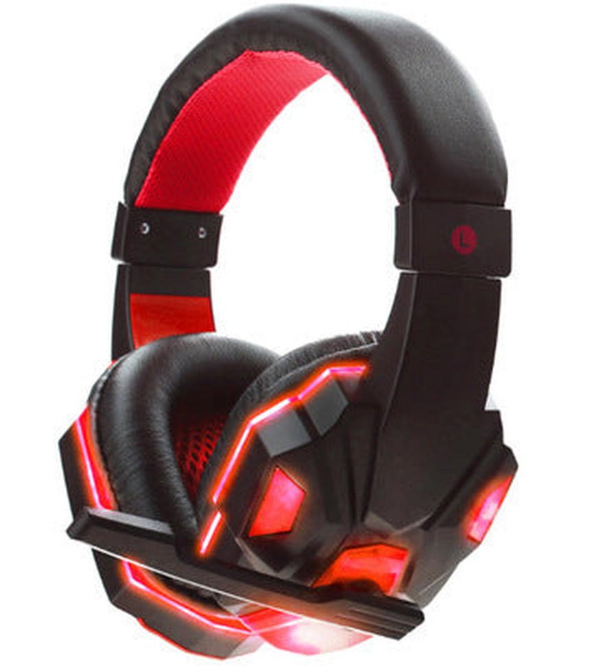 JMT-339466 Illuminated Wired Gaming Headset with Adjustable Microphone and Volume Control for PC, PS4, Switch, and Laptop