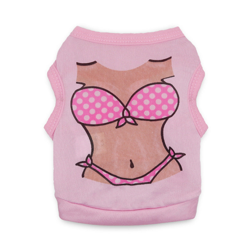 JMT-339914 Hawaiian Print Dog Bikini Tank Top in Polyester - Stylish Pet Clothing