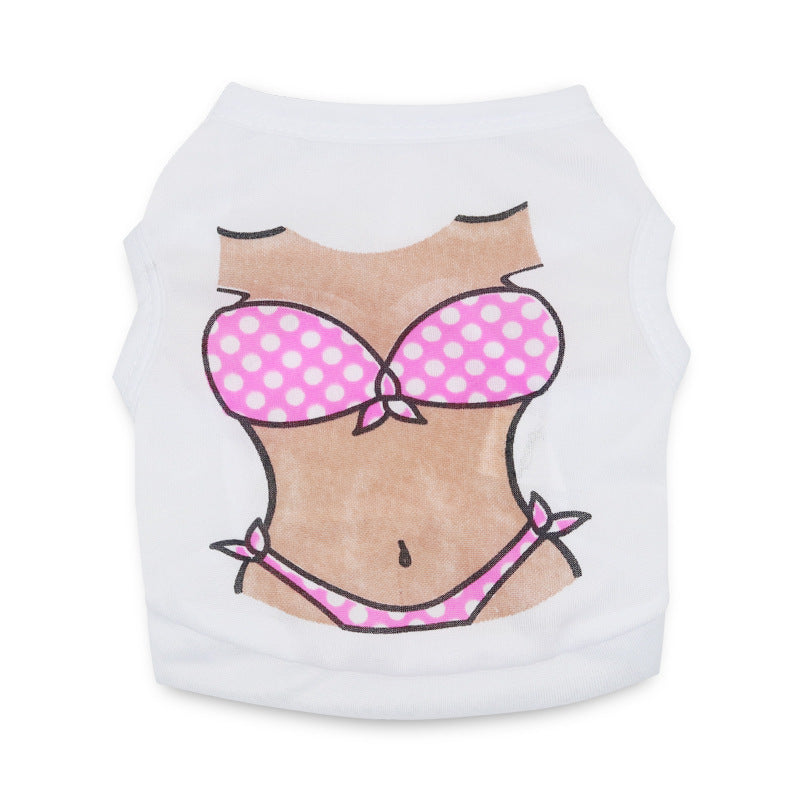 JMT-339914 Hawaiian Print Dog Bikini Tank Top in Polyester - Stylish Pet Clothing