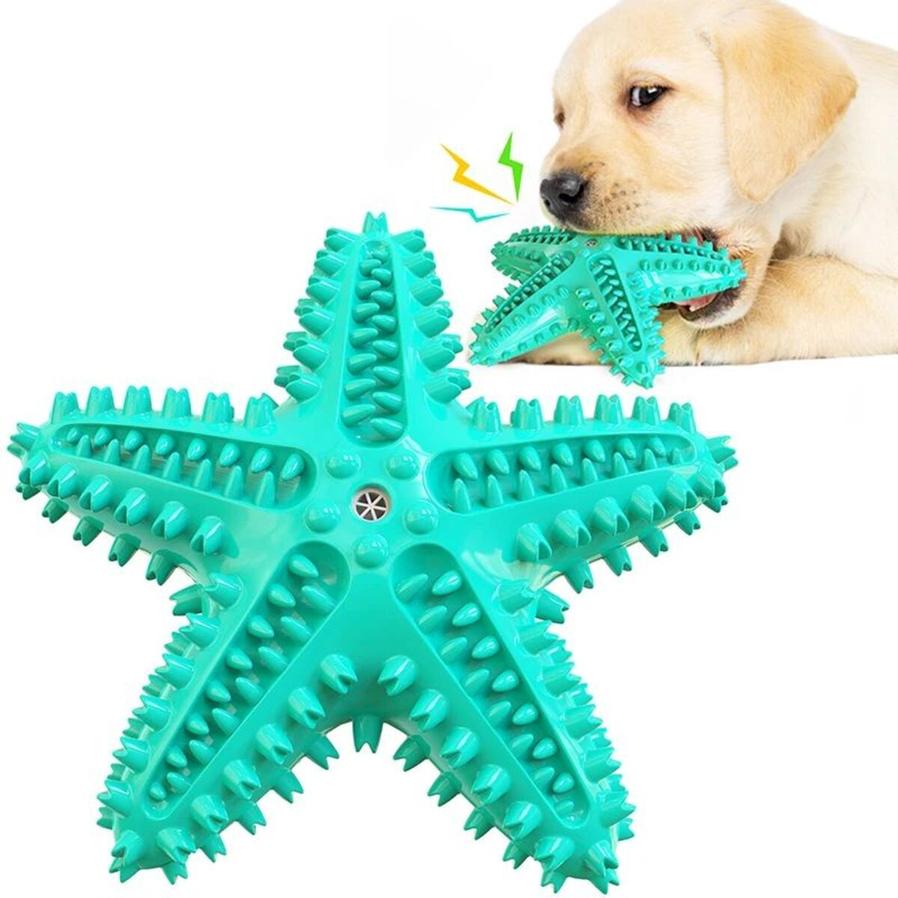 JMT-340106 Edible TPR Starfish Dog Toy for Large Dogs - Interactive Chew and Dental Care Squeaky Toy