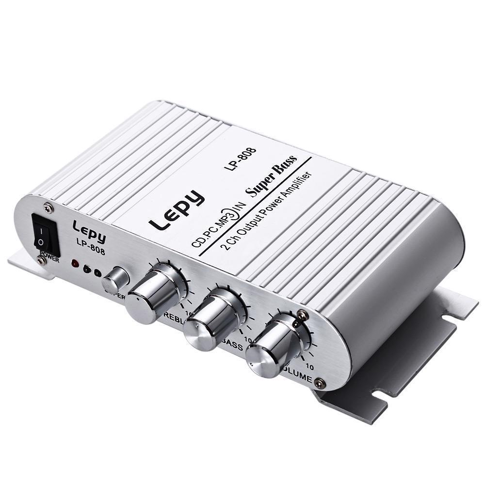 JMT-340298 15W Dual Channel HIFI Amplifier Woofer for Car & Boat - Model LP-808, RCA Connection, Aluminum Alloy