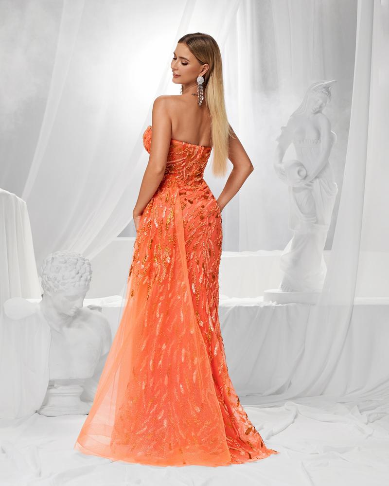 JMT-340362 Elegant Orange Evening Gown for Women - Model SH0150