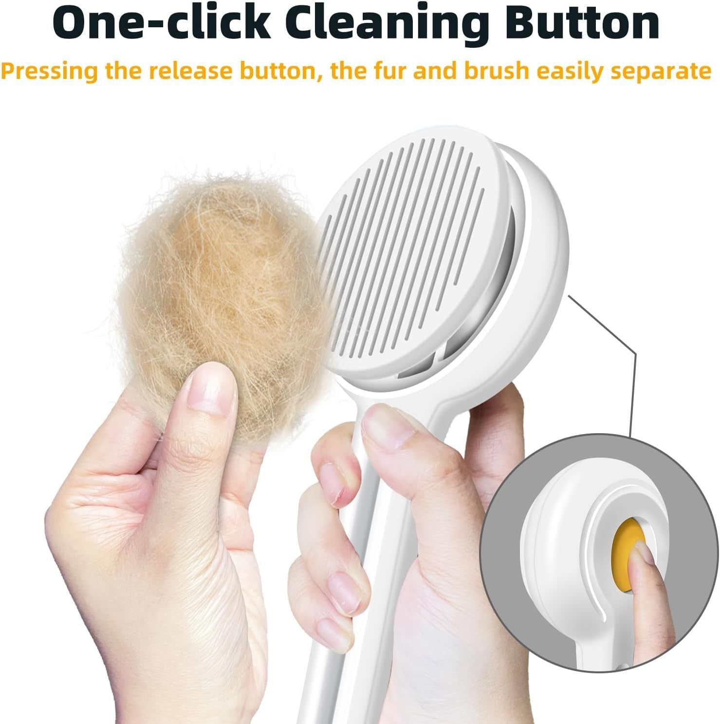 JMT-340362 Self-Cleaning Cat Brush with Release Button for Effective Shedding and Grooming