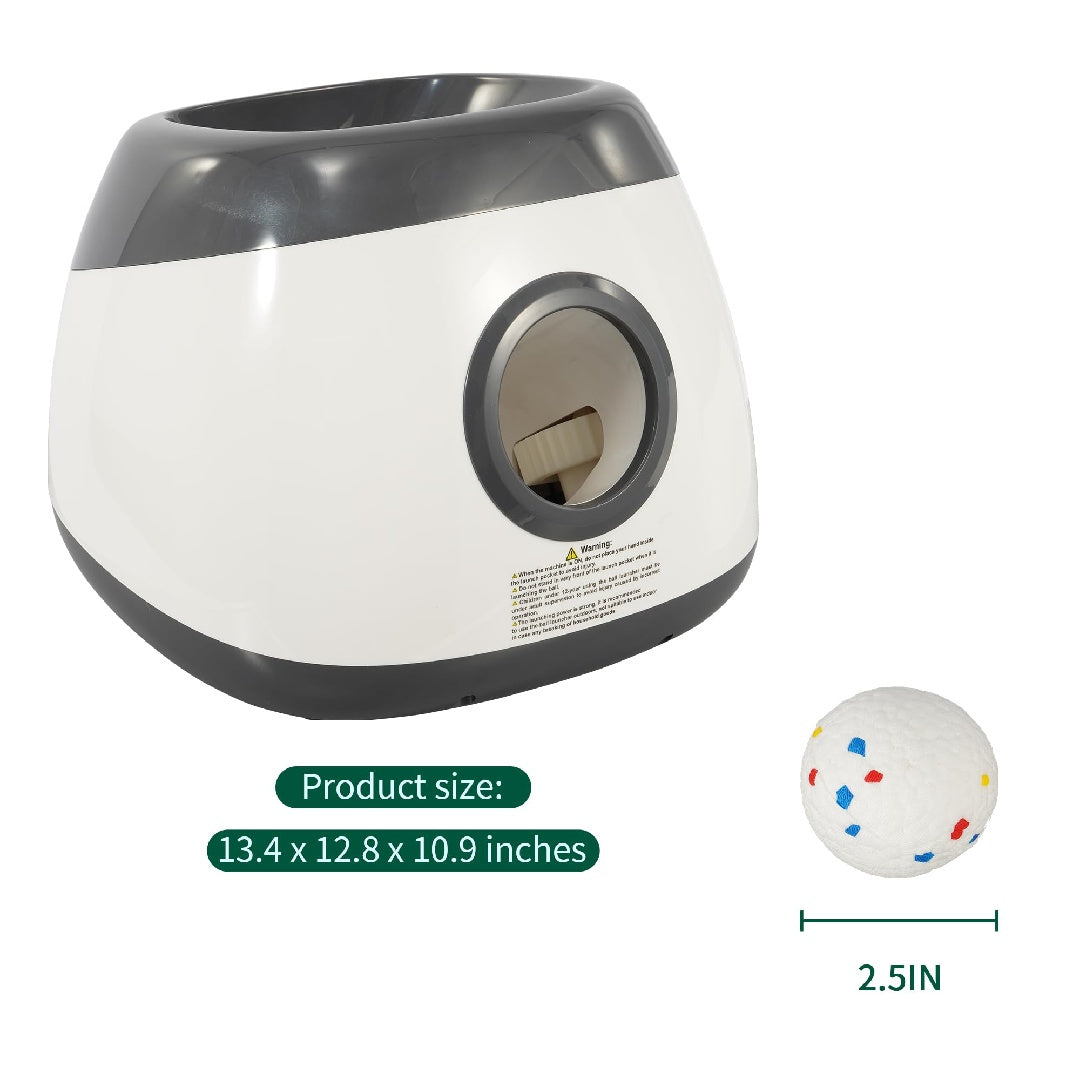 JMT-340426 Automatic Dog Ball Launcher with Three Distance Settings, Indoor-Outdoor Fetch Toy, Includes Ball and Data Cable, Grey-Green