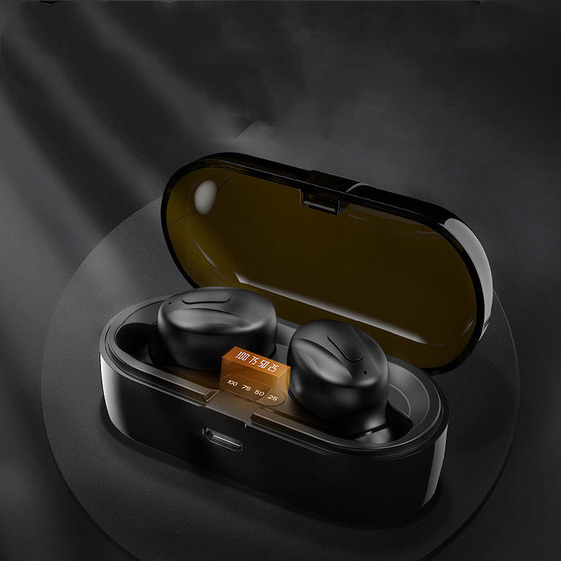 JMT-340618 Wireless In-Ear Bluetooth Headphones with LED Digital Display - Black/White