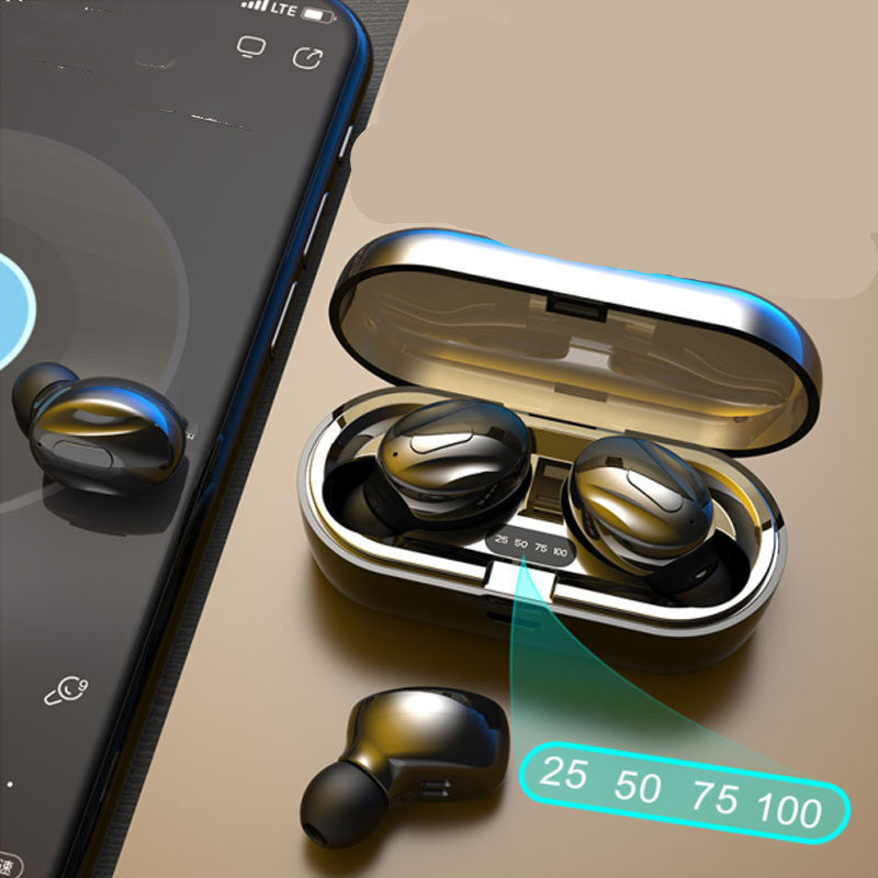 JMT-340618 Wireless In-Ear Bluetooth Headphones with LED Digital Display - Black/White