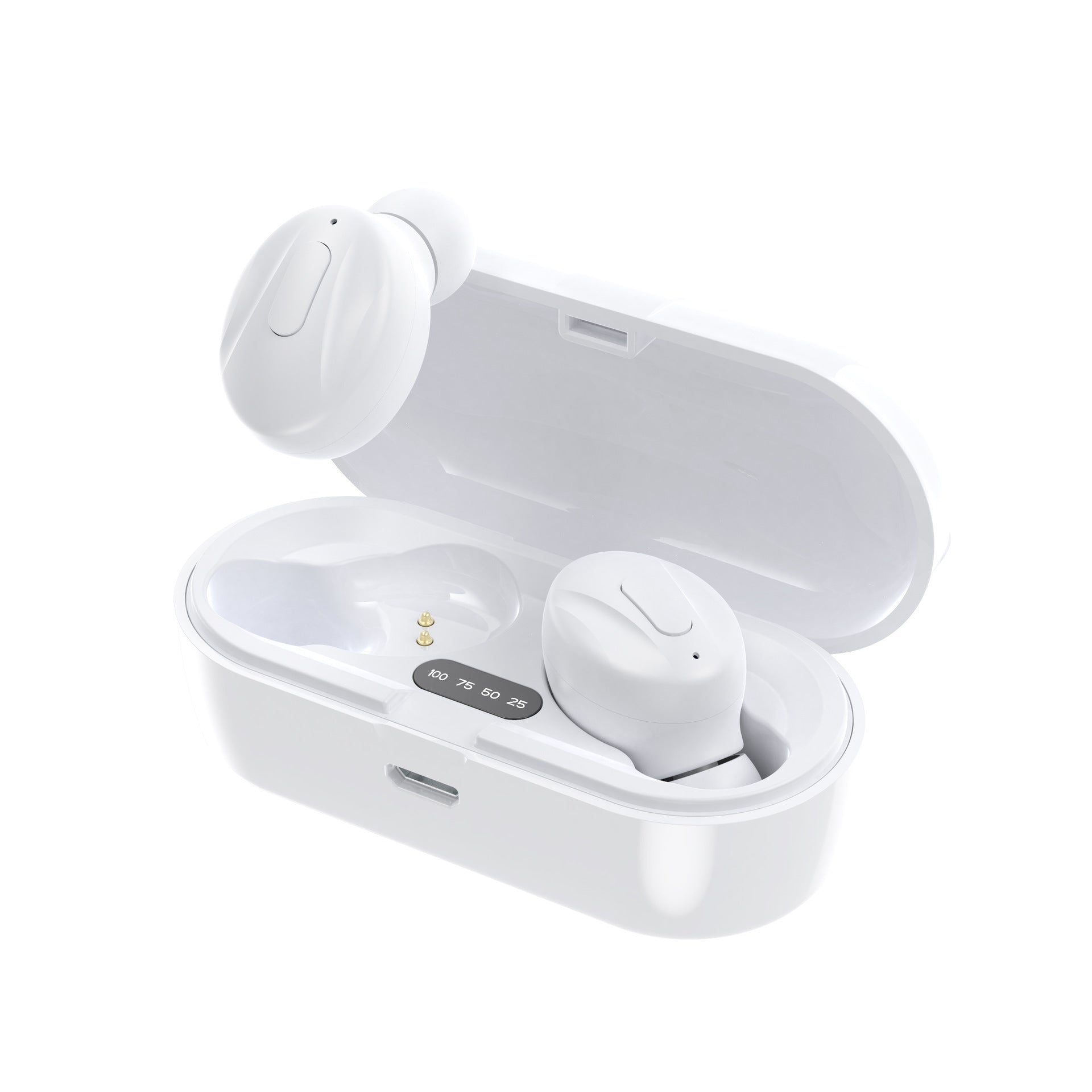 JMT-340618 Wireless In-Ear Bluetooth Headphones with LED Digital Display - Black/White