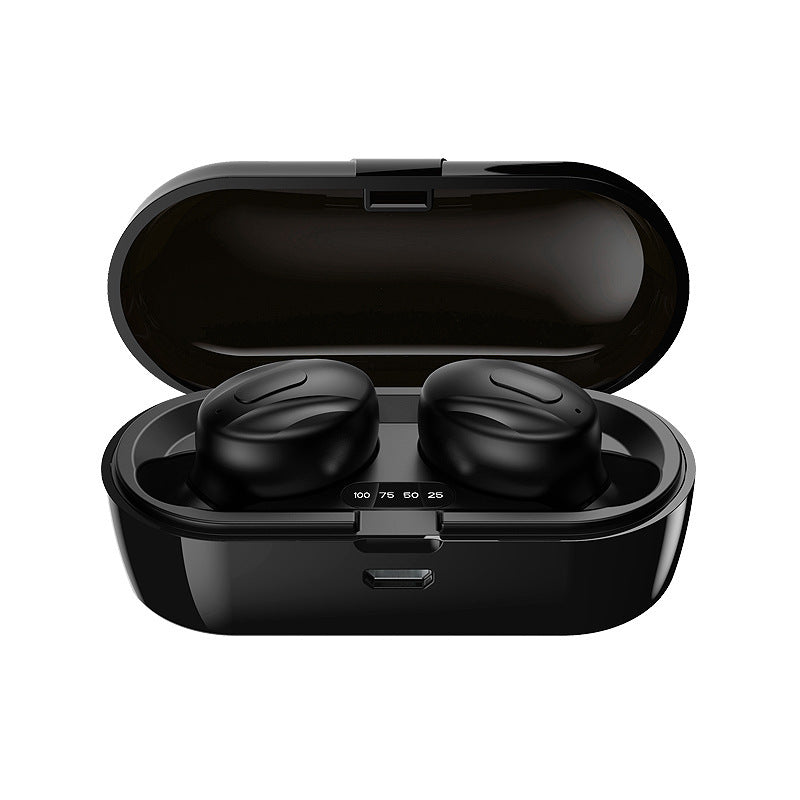 JMT-340618 Wireless In-Ear Bluetooth Headphones with LED Digital Display - Black/White