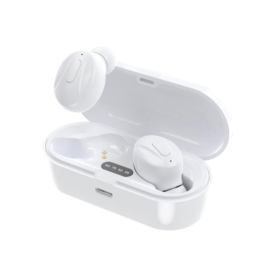 JMT-340618 Wireless In-Ear Bluetooth Headphones with LED Digital Display - Black/White