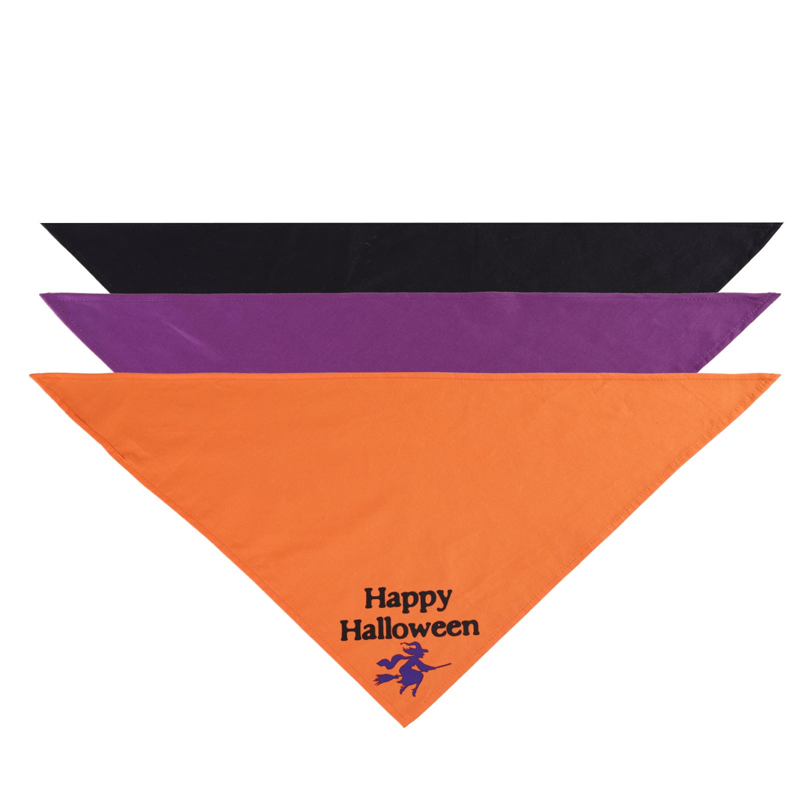 JMT-340746 Halloween Triangle Scarf for Dogs and Cats - Purple and Orange Patterns, Cotton Material, Fits Neck Sizes 22-50CM
