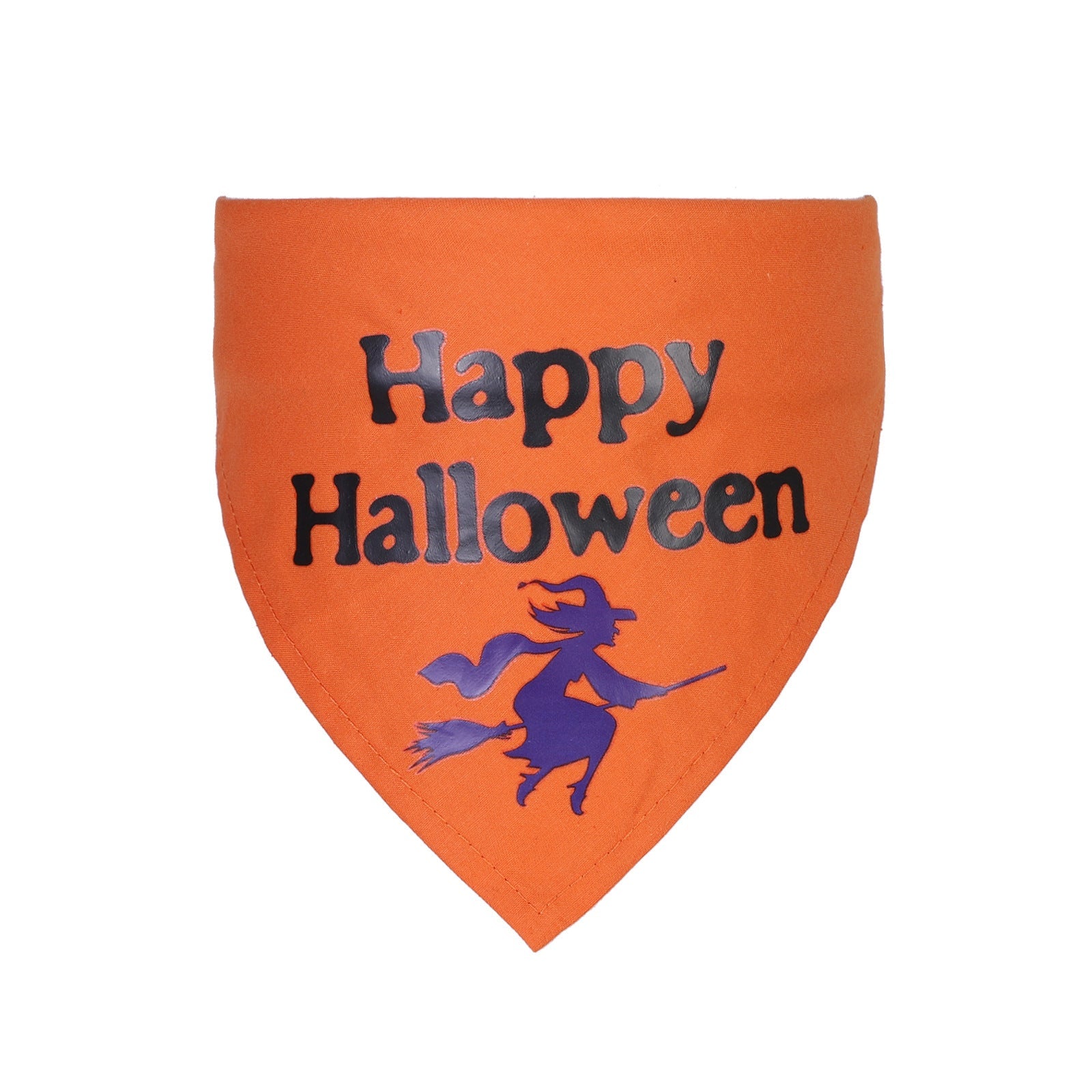 JMT-340746 Halloween Triangle Scarf for Dogs and Cats - Purple and Orange Patterns, Cotton Material, Fits Neck Sizes 22-50CM